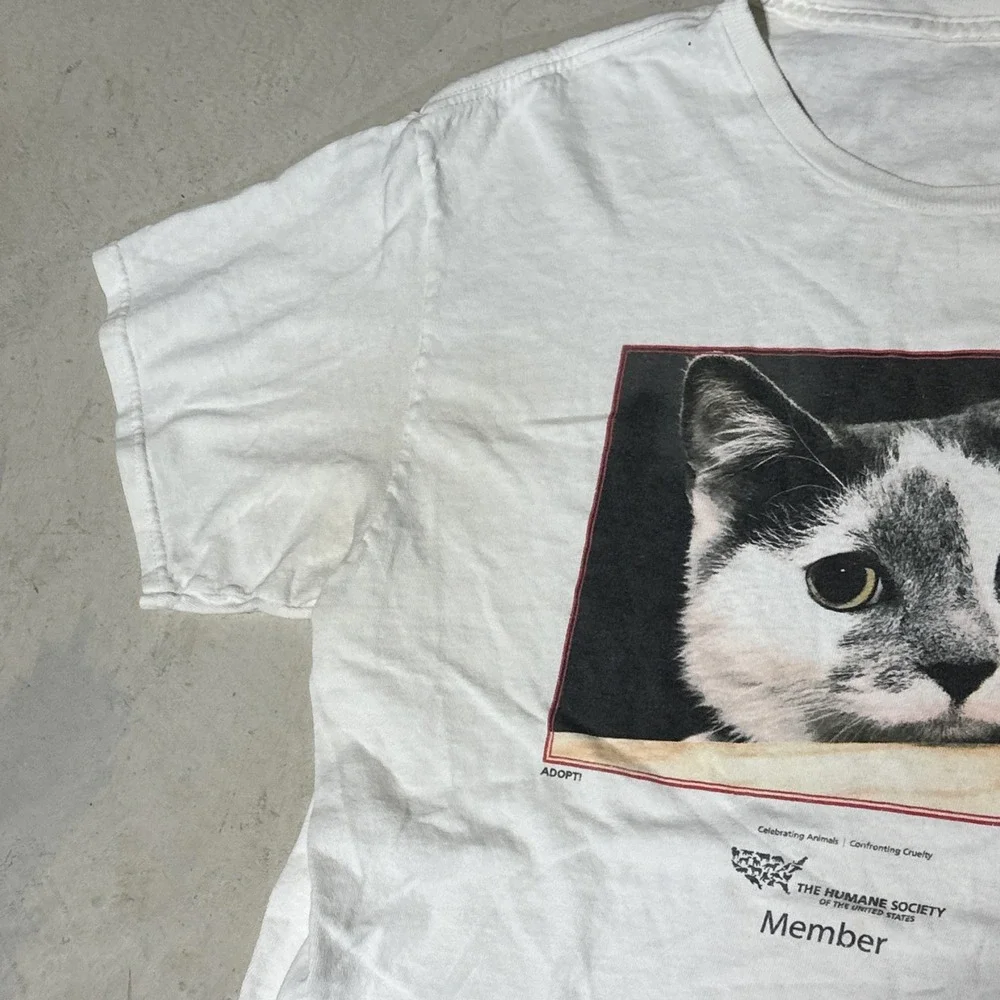 Vintage CAT HUMANE SOCIETY ADOPT A Cat Shirt SZ L Distressed 90s Animal